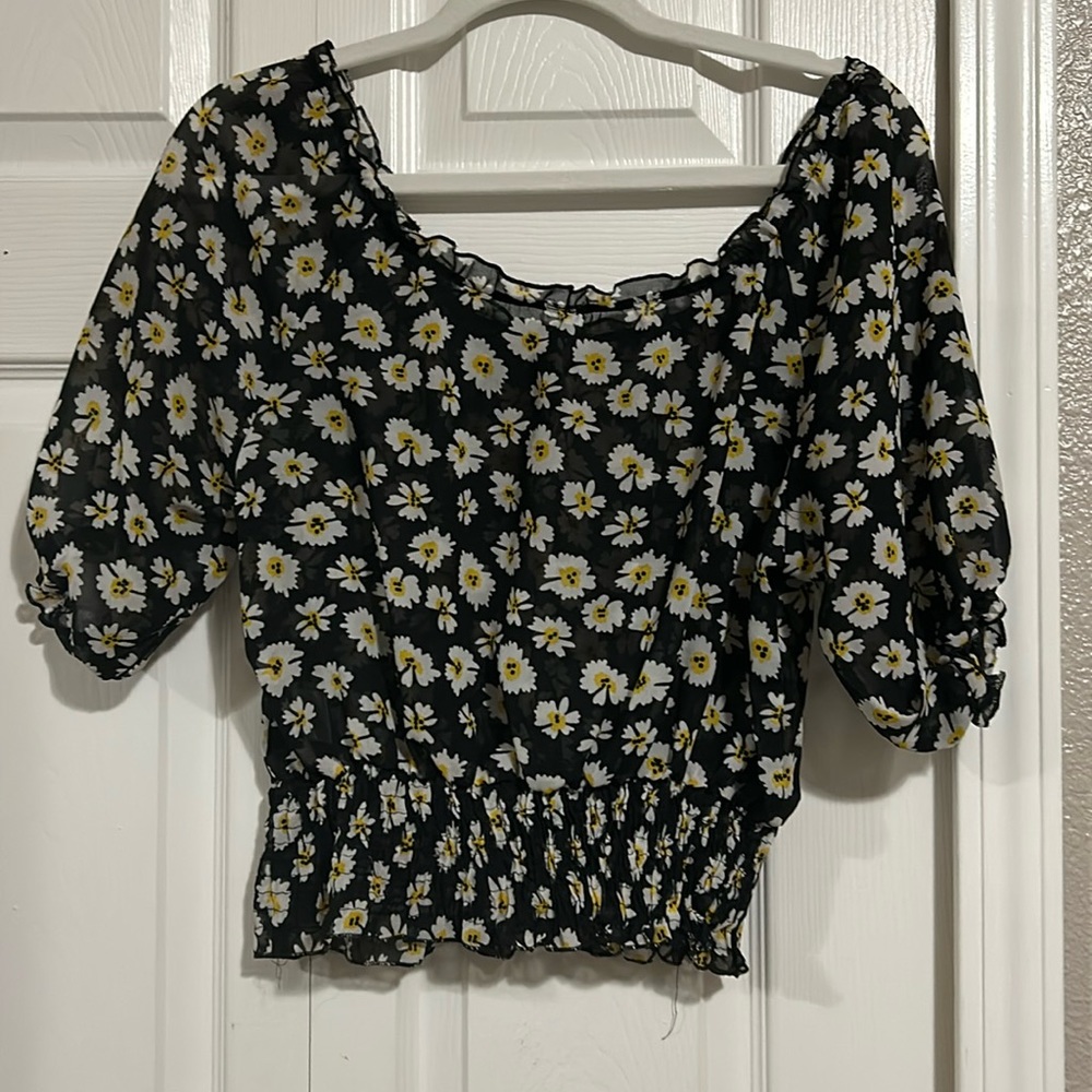 Black Floral Blouse Size S